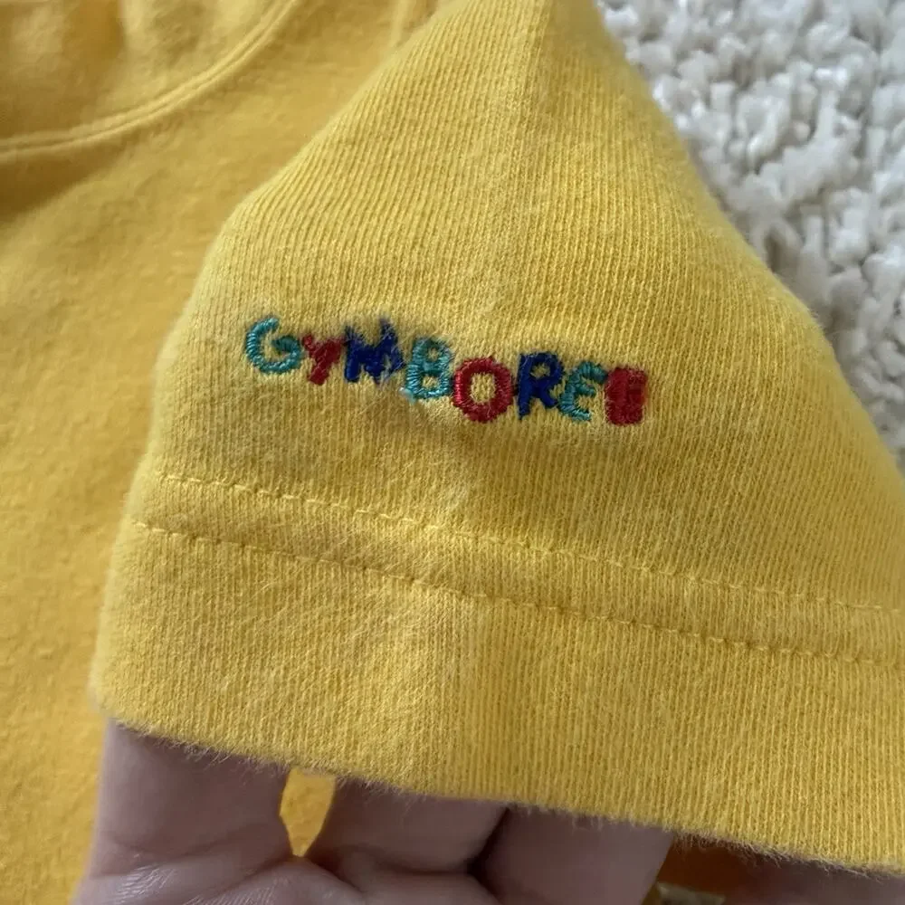 Vtg Gymboree 12 Months XS Yellow Tshirt Logo Basic Rainbow Tag 90s Crewneck
